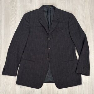 Mens 52R Armani Collezioni Dark Gray Striped Virgin Wool Sport Coat Blazer